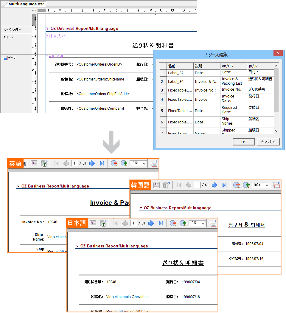 多言語レポート