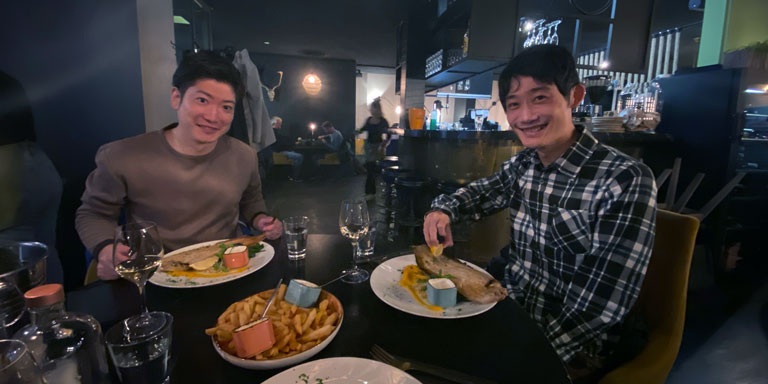 ムニエルとワイン