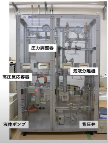 産総研が技術実証に用いたギ酸による水素製造装置